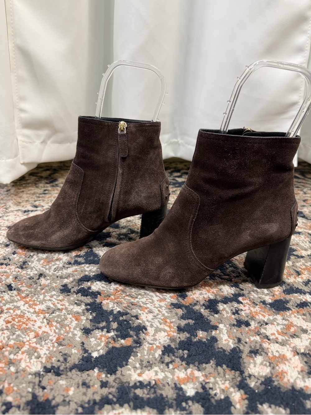 Tod’s Chocolate Brown Suede Wood Heel Chelsea Boots Size 6